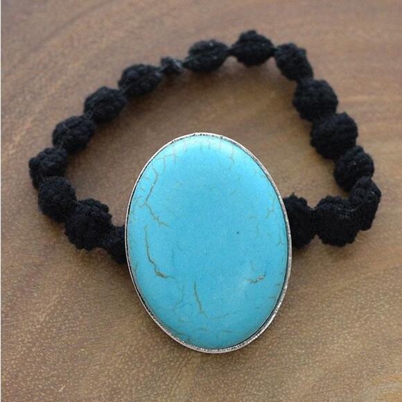 Western Oval Turquoise Ponytail Holder NWT - Picture 1 of 3